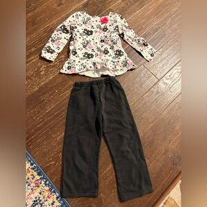 Jumping Beans Black and White Floral Top with Pink Accent